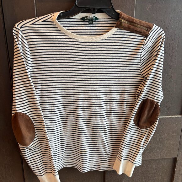 Lauren Ralph Lauren Womens Long Sleeve T shirt XL Suede Details - Picture 1 of 2